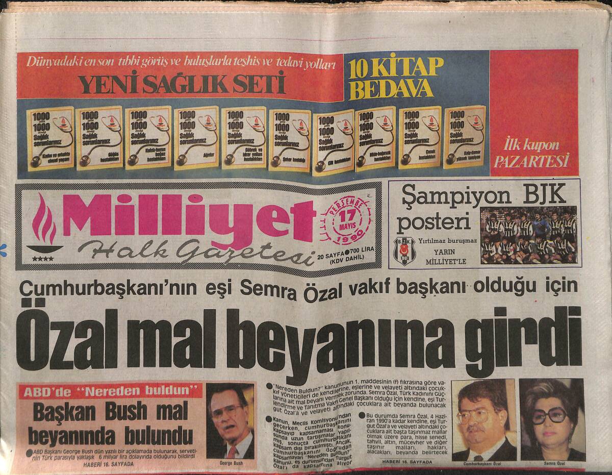 Milliyet Halk Gazetesi 17 Mayıs 1990 - Ünlülerin Kooperatifi İçin Mahkeme Kararı - Fenerbahçe , Semih'i Bağladı GZ149232 - 1