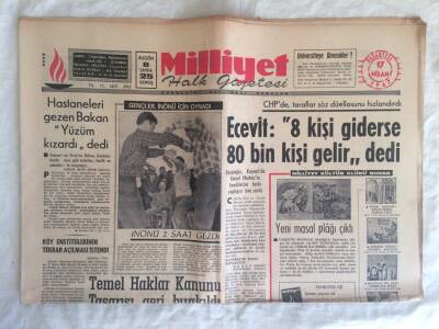 Milliyet Halk Gazetesi 17 Nisan 1967 - Ecevit 8 Kişi Giderse 80 Bin Kişi Gelir dedi GZ73730 - 1