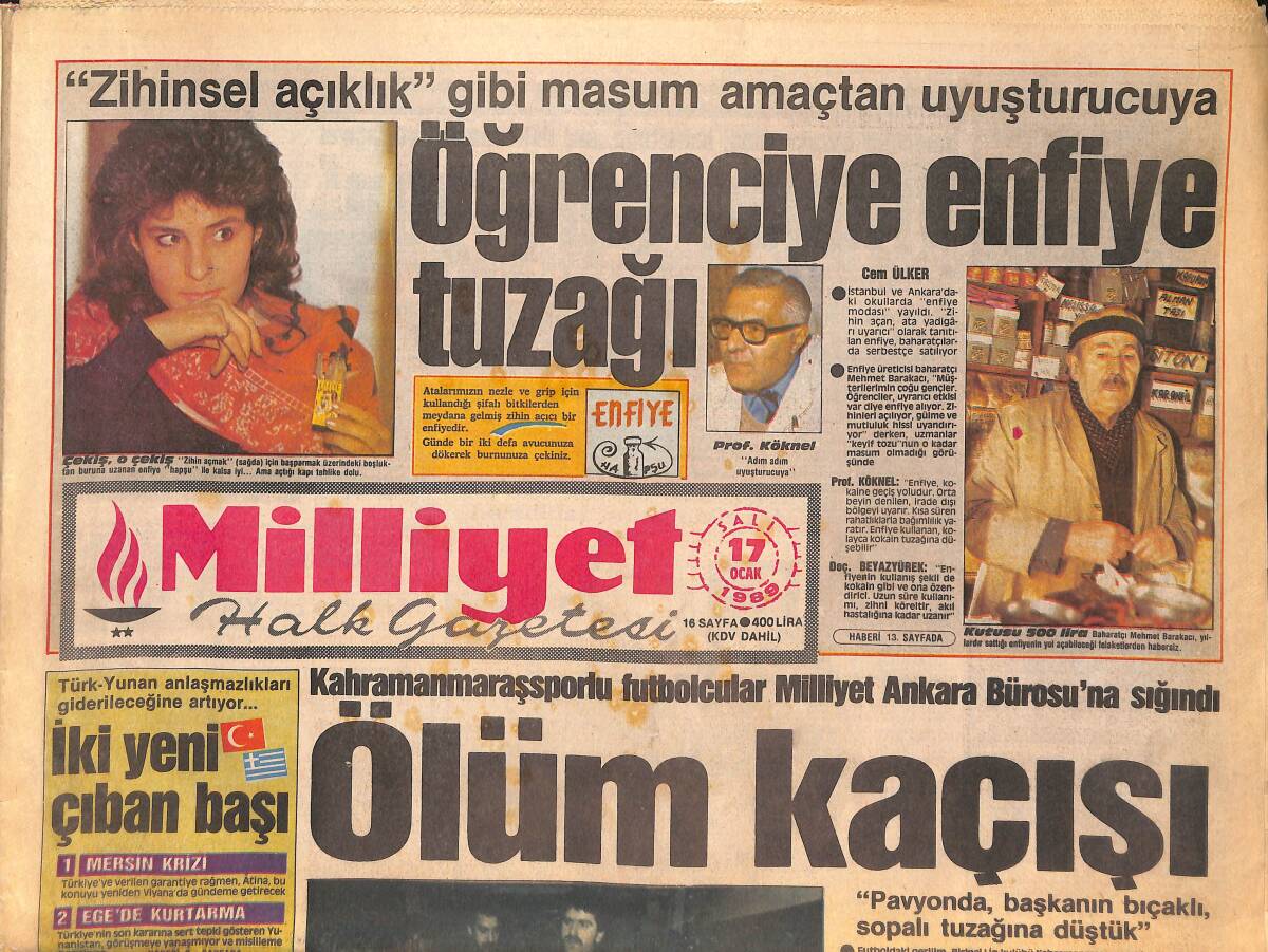 Milliyet Halk Gazetesi 17 Ocak 1989 - Özal , Kuyumcudan Vergi İstedi - Öğrenciye Enfiye Tuzağı GZ133167 - 1