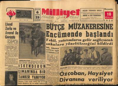 Milliyet Halk Gazetesi 18 Aralık 1958 - İskenderun Limanında Bir Tanker Yanıyor GZ82886 - 1