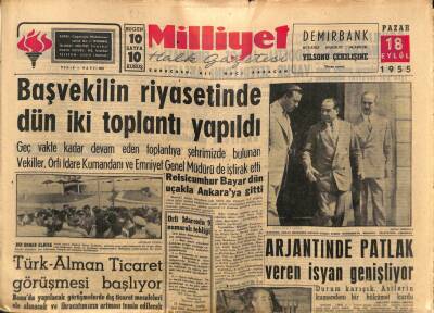 Milliyet Halk Gazetesi 18 Eylül 1955 - Arjantinde Patlak Veren İsyan Genişliyor GZ74355 - 1