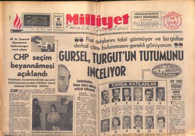 Milliyet Halk Gazetesi 18 Eylül 1965 - Kızıl Çinin Hindistana Saldırması Bekleniyor - Gürsel , Turgutun Tutumunu İnceliyor GZ118332 - 1