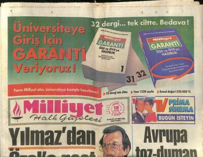 Milliyet Halk Gazetesi 18 Eylül 1992 - Gordona Ağır Suçlama - Fenerbahçede Rövanş Korkusu GZ123002 - 1