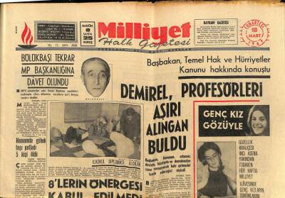 Milliyet Halk Gazetesi 18 Mart 1967 - Demirel , Profesörleri Aşırı Alıngan Buldu GZ88490 - 1