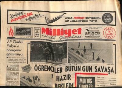 Milliyet Halk Gazetesi 18 Mart 1969 - Liz Kanser Söylentisine Gülüp Geçti - Pakistanda İşçiler Genel Grev Yaptı GZ92605 - 1