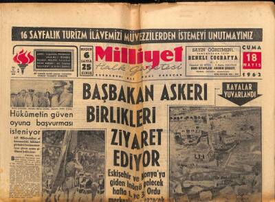 Milliyet Halk Gazetesi 18 Mayıs 1962 - Başbakan Askeri Birlikleri Ziyaret Ediyor GZ77730 - 1