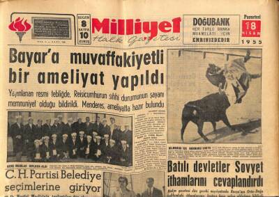 Milliyet Halk Gazetesi 18 Nisan 1955 - Batılı Devletler Sovyet İthamlarını Cevaplandırdı GZ74577 - 1