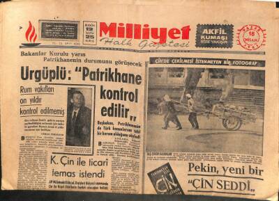 Milliyet Halk Gazetesi 18 Nisan 1965 - Ürgüplü Patrikhane Kontrol Edilir GZ114208 - 1