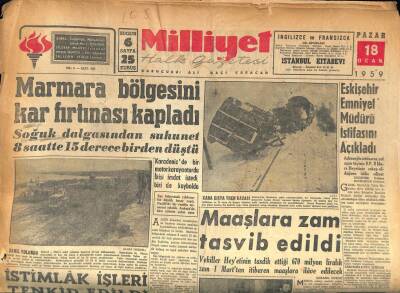 Milliyet Halk Gazetesi 18 Ocak 1959 - Kasım Gülekin Yardımcıları Öztrak Ve Satır GZ86167 - 1