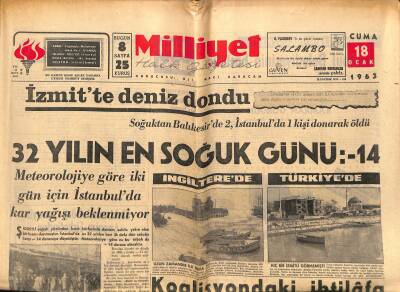 Milliyet Halk Gazetesi 18 Ocak 1963 - İstanbul Belediyesinin Hastalığı - Koalisyondaki İhtilâfa Gürsel Müdahale Etti GZ117755 - 1