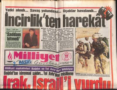 Milliyet Halk Gazetesi 18 Ocak 1991 - Bağdattan Kimyasal Saldırı...Tel Avivden Misilleme GZ118198 - 1