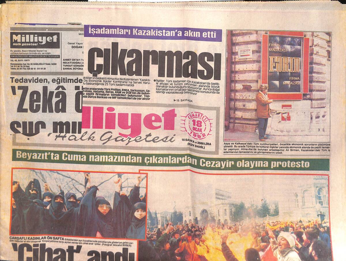 Milliyet Halk Gazetesi 18 Ocak 1992 - Demirel'in Sürat Anketi - Seba'ya Ameliyat GZ132895 - 1
