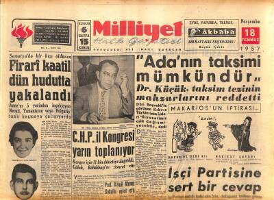 Milliyet Halk Gazetesi 18 Temmuz 1957 - Asya Gribi İskenderunda - CHP İl Kongresi Yarın Toplanıyor GZ117787 - 1