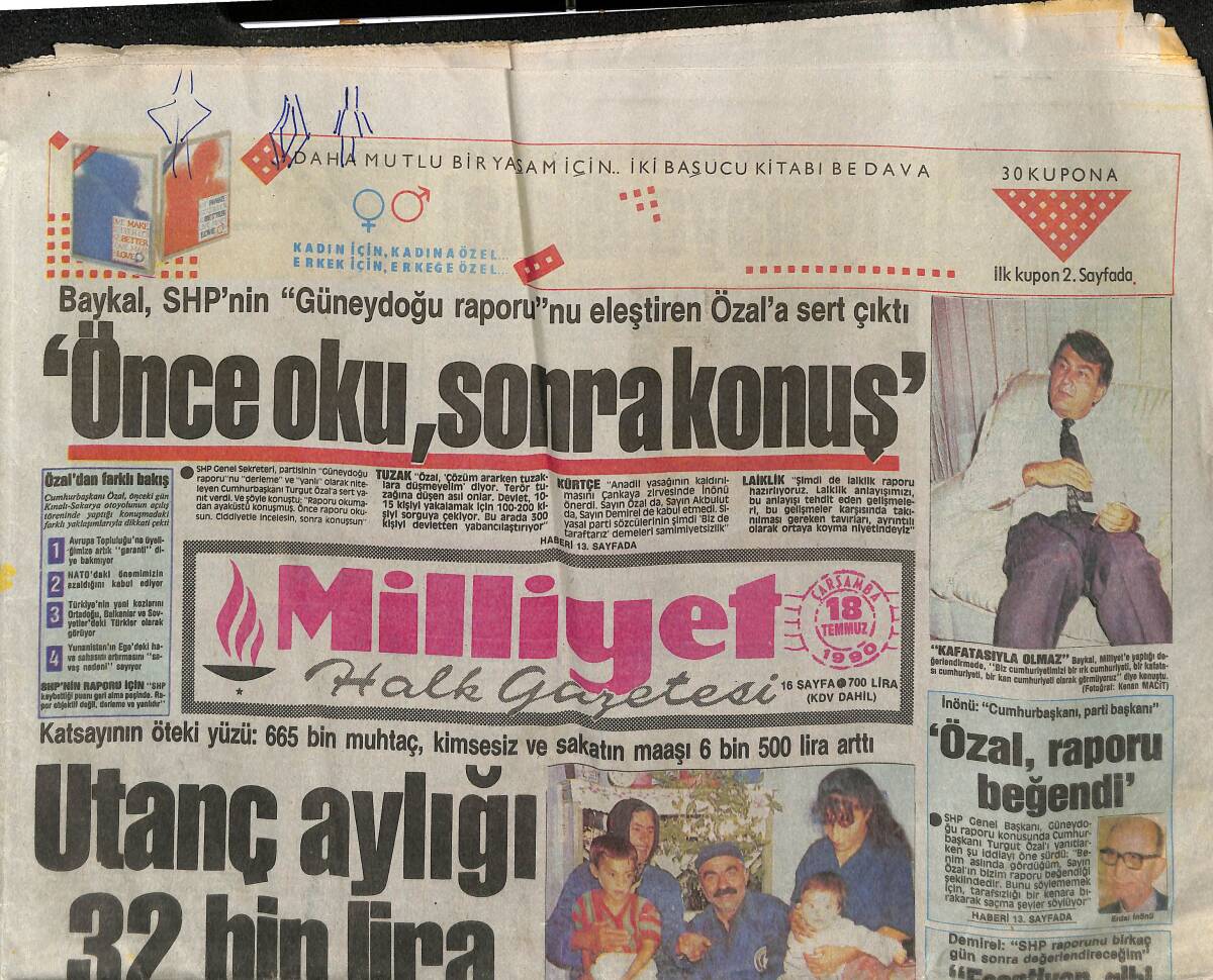 Milliyet Halk Gazetesi 18 Temmuz 1990 - ABD Ordusunda Küpeli Askerler - Almanya'nın Büyük Günü GZ152788 - 1