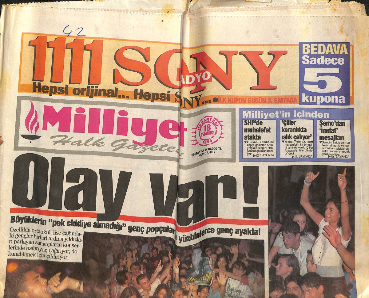 Milliyet Halk Gazetesi 18 Temmuz 1994 - Çiller Pazarı Ucuz Buldu - İsveç Şampiyon Gibi GZ153152 - 1