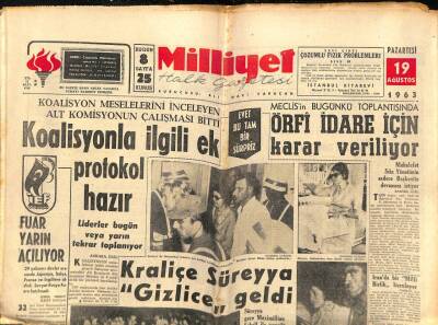 Milliyet Halk Gazetesi 19 Ağustos 1963 - Makarios İddiasında Israr Ediyor GZ81995 - 1