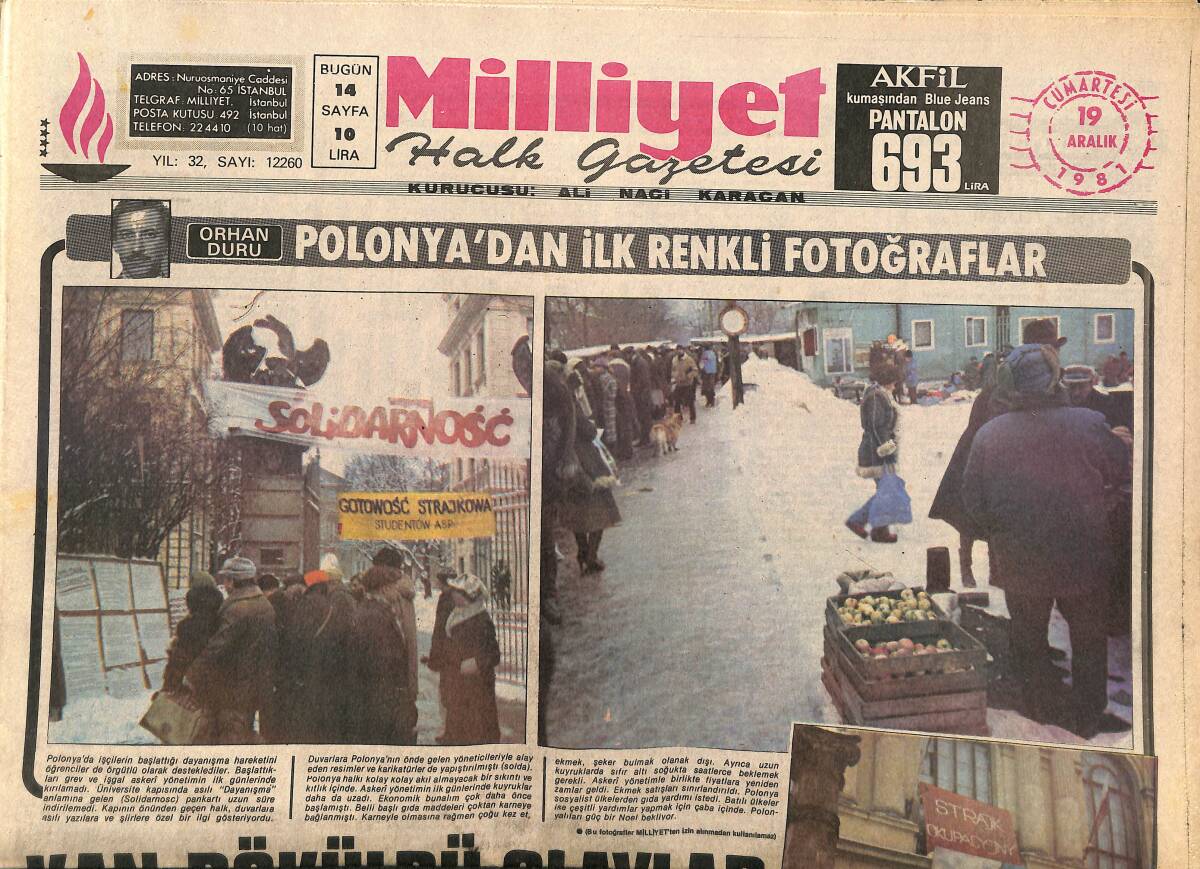 Milliyet Halk Gazetesi 19 Aralık 1981 - Polonya'dan İlk Renkli Fotoğraflar GZ161010 - 1