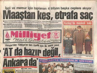 Milliyet Halk Gazetesi 19 Aralık 1989 - Romanyada Yönetim Çözülüyor , Çavuşesku da Sallanıyor GZ117975 - 1