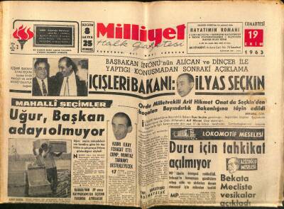 Milliyet Halk Gazetesi 19 Ekim 1963 - Macmillan Ayrıldı Home Başbakan Oldu - İçişleri Bakanı İlyas Seçkin GZ118536 - 1