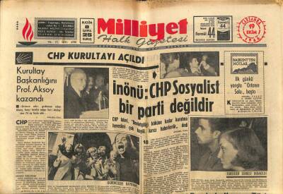 Milliyet Halk Gazetesi 19 Ekim 1966 - Kurultay Başkanlığını Prof. Aksoy Kazandı GZ74416 - 1