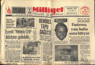 Milliyet Halk Gazetesi 19 Eylül 1968 - Demirel Tapu Dağıttı - İETTye 300 Otobüs Geliyor GZ118077 - 1