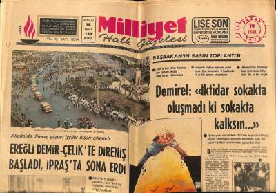 Milliyet Halk Gazetesi 19 Eylül 1976 - Ereğli Demir - Çelikte Direniş Başladı , İpraşta Sona Erdi GZ67900 - 2