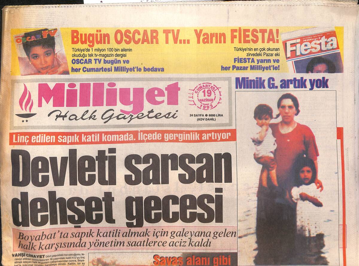Milliyet Halk Gazetesi 19 Haziran 1993 - İLKSAN'da Fesih - Devleti Sarsan Dehşet Gecesi GZ132545 - 1