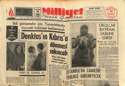 Milliyet Halk Gazetesi 19 Mart 1967 - Denktaşın Kıbrısa Dönmesi Sakıncalı GZ88491 - 1