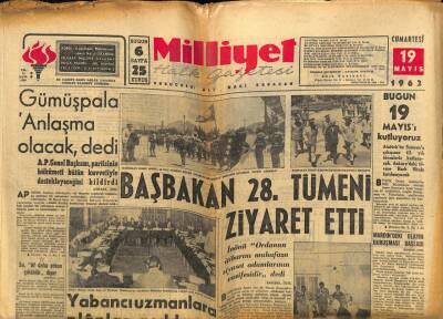 Milliyet Halk Gazetesi 19 Mayıs 1962 - Başbakan 28. Tümeni Ziyaret Etti GZ72615 - 2