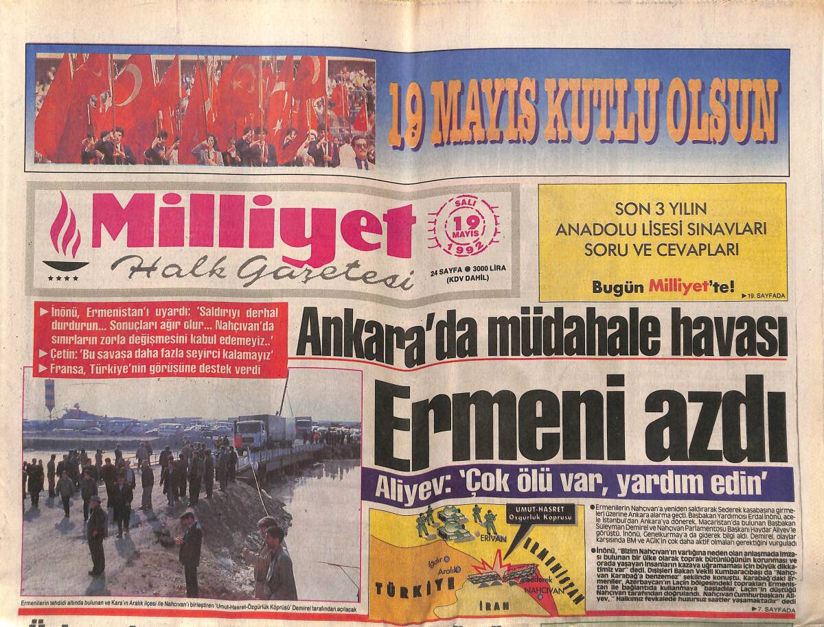 Milliyet Halk Gazetesi 19 Mayıs 1992 - İstanbul Metrosu İhaleye Çıkarıldı , Ön Tünel Bitti - Ankara'da Müdahale Havası , Ermeni Azdı GZ149230 - 1