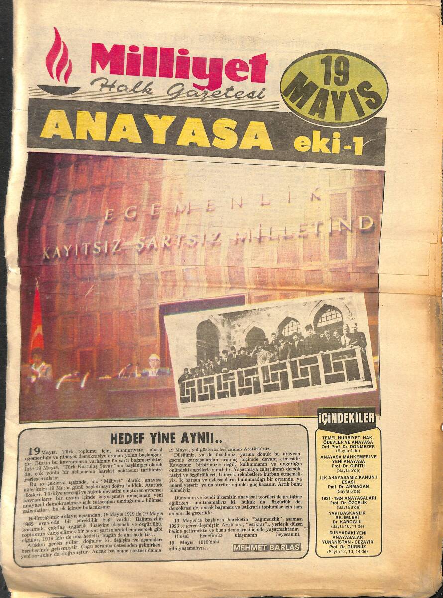 Milliyet Halk Gazetesi 19 Mayıs Eki - Anayasanın Geçirdiği Değişiklikler - De Gaulle'ün Etkisi GZ152778 - 1