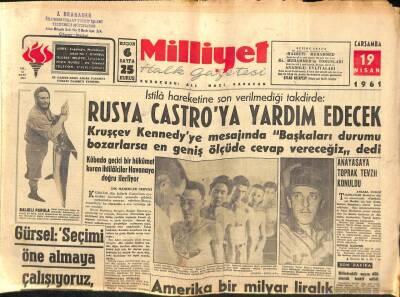 Milliyet Halk Gazetesi 19 Nisan 1961 - Amerika Bir Milyar Liralık Yeni Bir Yardımda Bulundu GZ92727 - 1