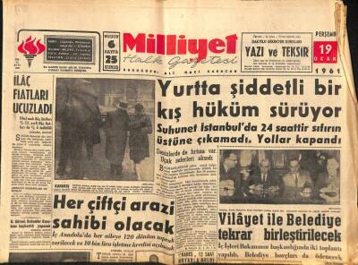 Milliyet Halk Gazetesi 19 Ocak 1961 - Her Çiftçi Arazi Sahibi Olacak - Vilayet İle Belediye Tekrar Birleştirilecek GZ92870 - 1