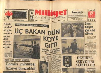 Milliyet Halk Gazetesi 19 Ocak 1965 - Demirel Servetini Açıklıyor - Churchill Hala Komada GZ121407 - 1