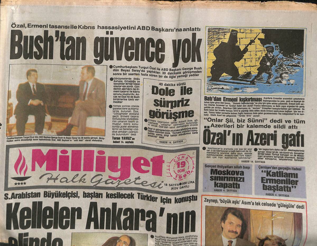 Milliyet Halk Gazetesi 19 Ocak 1990 - Bush'tan Güvence Yok - Galatasaray'a Şampiyonluk Yakışır GZ149233 - 1