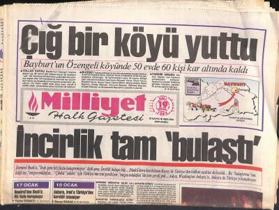 Milliyet Halk Gazetesi 19 Ocak 1993 - SSK Şaşkın Ev Sahibi - Bayburtun Özengeli Köyünde 50 Evde 60 Kişi Kar Altında Kaldı GZ119426 - 1