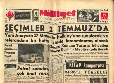 Milliyet Halk Gazetesi 19 Şubat 1961 - Petrol Sahaları Çok Ümit Verici GZ76156 - 1