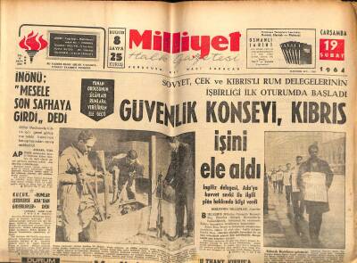 Milliyet Halk Gazetesi 19 Şubat 1964 - Gabonda Ordu İktidarı Ele Aldı GZ117744 - 1