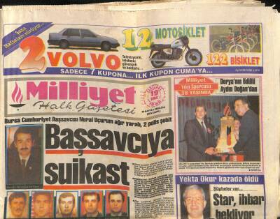 Milliyet Halk Gazetesi 19 Şubat 1992 - Kıbrısta Çifte Umut - Bursa Cumhuriyet Başsavcısı Nural Uçuruma Suikast GZ122925 - 1