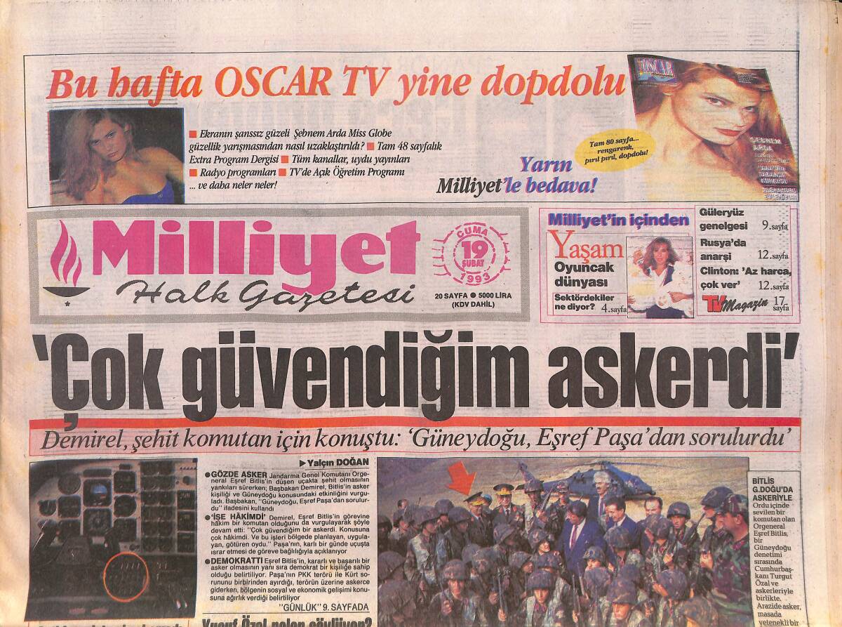 Milliyet Halk Gazetesi 19 Şubat 1993 - Makedonya Ordusunu Türk Subayları Eğitecek - Piontek '' Kafalar Değişmeli '' GZ132542 - 1