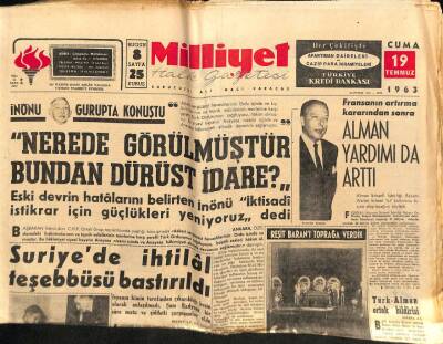 Milliyet Halk Gazetesi 19 Temmuz 1963 - Suriyede İhtilal Teşebbüsü Bastırıldı GZ92794 - 1