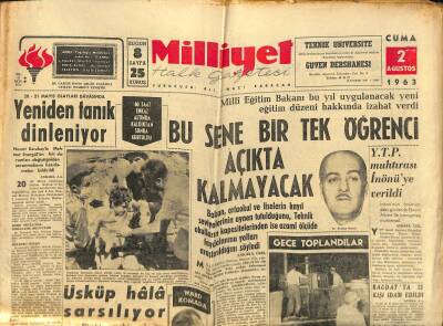 Milliyet Halk Gazetesi 2 Ağustos 1963 - Üsküp Hâlâ Sarsılıyor - Bağdatta 21 Kişi İdam Edildi GZ118521 - 1