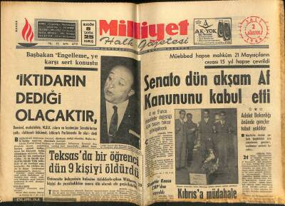 Milliyet Halk Gazetesi 2 Ağustos 1966 - Nijeryada Bir Albay İktidarı Ele Geçirdi - Senato Dün Akşam Af Kanununu Kabul Etti GZ121500 - 1