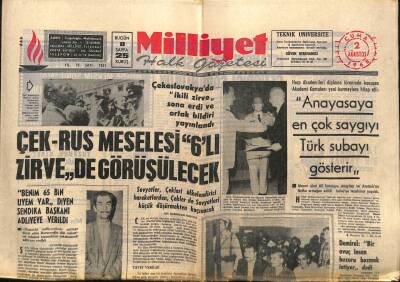 Milliyet Halk Gazetesi 2 Ağustos 1968 - Çek-Rus Meselesi 6lı Zirvede Görüşülecek GZ117625 - 1