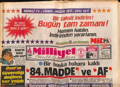 Milliyet Halk Gazetesi 2 Ekim 1985 - Savaş Uçakları , 2400 Km. Ötedeki Tunusu Bombaladı GZ83744 - 1