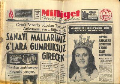 Milliyet Halk Gazetesi 2 Eylül 1971 - Ortak Pazarla Yapılan Ticaret Anlaşması Yürürlüğe Girdi GZ118818 - 1