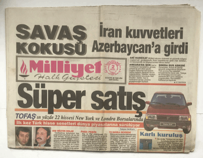 Milliyet Halk Gazetesi 2 Eylül 1993 - İran Kuvvetleri Azerbaycana Girdi GZ5868 - 1