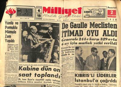 Milliyet Halk Gazetesi 2 Haziran 1958 - Arab Devletleri Nasırdan Şikayetçi GZ88905 - 1