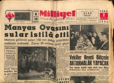 Milliyet Halk Gazetesi 2 Mart 1956 - Ege Üniversitesi 5 Martta Açılıyor - Menderes Pakistana Gidecek GZ117672 - 1