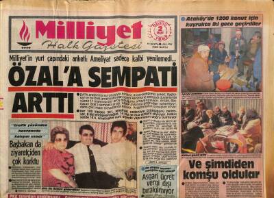 Milliyet Halk Gazetesi 2 Mart 1987 - Özala Sempati Arttı GZ62671 - 1